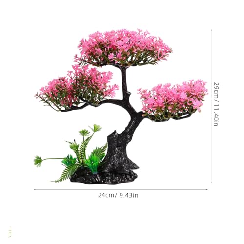 Didiseaon Aquarium Decor Artificial Plants Tree Set 11.4 Inch Pink | Plastic Plants for 10-55 Gallon Fish Tank Decoration Cherry Blossom Tree Fish Tank Decor Betta Fish Bowl Home Office Decor