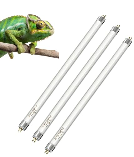 3 Pack 12in T5 High Output 8W 5.0 UVA UVB Reptile Lamp Tube Triple Pack Full Spectrum Sun Light Bulb for Various Reptiles & Amphibians - size: 5.0 UVB 3-Pack