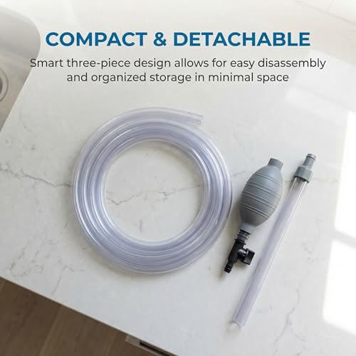 Delyle Aquarium Siphon Gravel Cleaner, 3-in-1 Fish Tank Vacuum with Sand Washer, Water Changer, 5.7ft Hose, Flow Control, Manual Hand Pump