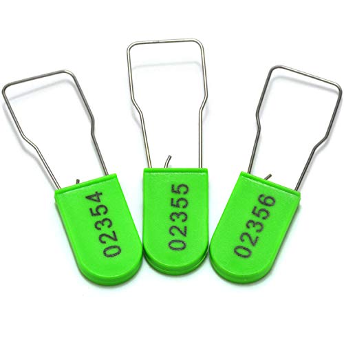 1000pcs Security Metal Wire Padlocks, Plastic Security Seals Disposable Anti-Tamper Tag Locks with Numbered Anti Tamper Tag Hasps (Green, 1000pcs) - color: Green, size: 1000pcs