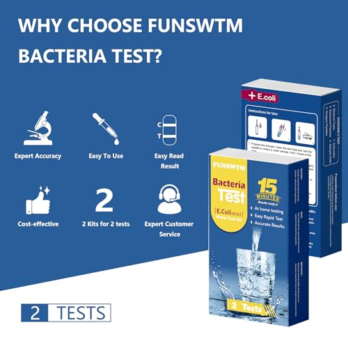 Water Bacteria Test Kit, 15-Mini Instant Test for Coliform & E. coli | 2 Pack, Easy & Fast to test coliform & E. coli in water, Home & Outdoor Testing for Drinking, Well, Tap, and Stream Water
