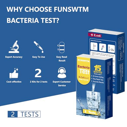 Water Bacteria Test Kit, 15-Mini Instant Test for Coliform & E. coli | 2 Pack, Easy & Fast to test coliform & E. coli in water, Home & Outdoor Testing for Drinking, Well, Tap, and Stream Water