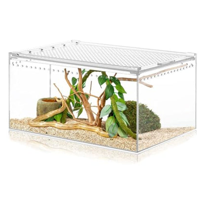 Small Acrylic Reptile Enclosure, No Assembly Small Reptile Breeding Box for Insect Tarantula Hermit Crab Jumping Spider (8x6X4 in) - size: 8x6X4 in
