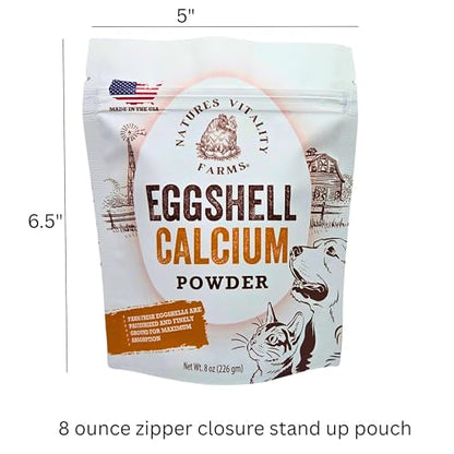 8 oz U.S.A. Eggshell Powder for Dogs/Cats, Finely Ground, Calcium Supplement