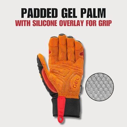 8032, Impact Gloves with Rubber Grip, Polycarbonate Knuckle - size: XX-Large