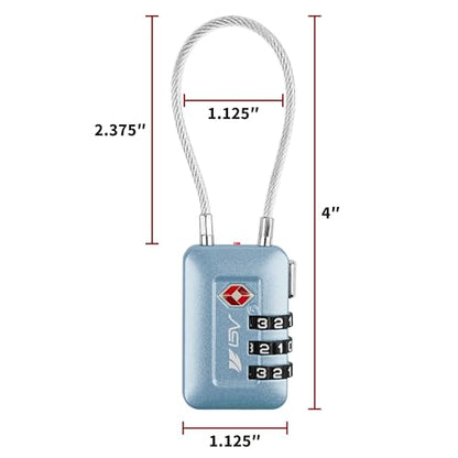 TSA Accepted Luggage Travel Lock, Set-Your-Own Combination Lock for School Gym Locker, Luggage Suitcase Baggage Locks, Filing Cabinets, Toolbox, Case (Arctic Blue, 4 Pack) - color: Arctic Blue 4-Pack