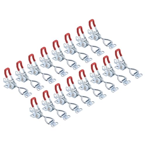 uxcell 16 Pack Adjustable Toggle Clamp, Metal Pull Latch Clamp, 4001 Style Quick Release Pull Latch Toggle Clamp, for Cabinet Box Trunk Case, Red Not Included Screw - color: Red
