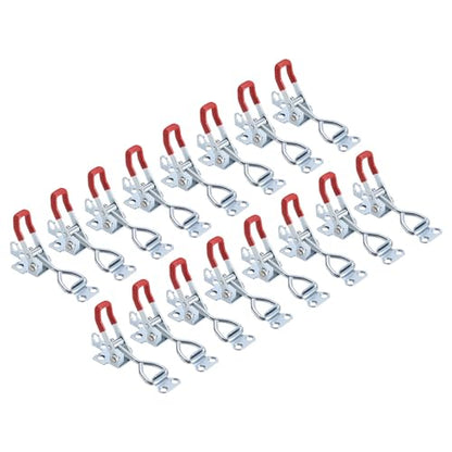 uxcell 16 Pack Adjustable Toggle Clamp, Metal Pull Latch Clamp, 4001 Style Quick Release Pull Latch Toggle Clamp, for Cabinet Box Trunk Case, Red Not Included Screw - color: Red