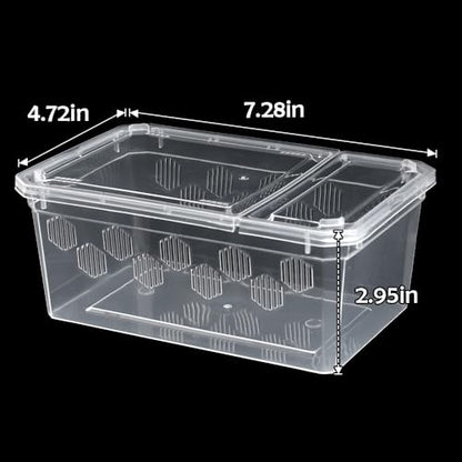 6 Pack Reptile Feeding Box Breeding Box Transparent Hatching Container Plastic Feeding Box for Small Reptiles Amphibians Spiders Scorpions Geckos Tortoises Treefrogs (Small Size)