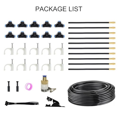 30 FT Drip Irrigation System 5/16 Inch Tubing with 10 Nozzles, Automatic Watering Misting System, Adjustable Sprinkler for Garden, Lawn, Plants, and Raised Bed - size: 30FT