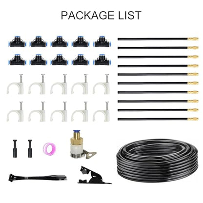 30 FT Drip Irrigation System 5/16 Inch Tubing with 10 Nozzles, Automatic Watering Misting System, Adjustable Sprinkler for Garden, Lawn, Plants, and Raised Bed - size: 30FT