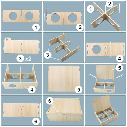 Hamster and Mouse Wooden Tunnel Cage Secret Peep Shed Waterproof | Chamber Hideout & Tunnel Exploring Toys Easy to install