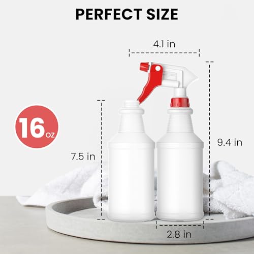 LiBa Spray Bottles 4 Pack 16oz Refillable Adjustable Nozzle Mist Sprayer | Adjustable 3-mode spray, leak & clog resistant, BPA-free HDPE, spray bottles for cleaning, plants, hair