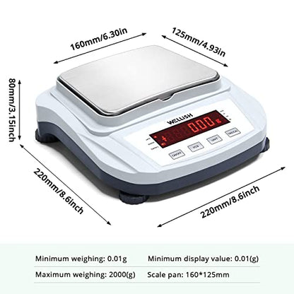 Lab Scale 2000g/0.01g High Precision Digital Scale Analytical Balance Electronic Scale for Kitchen Lab Weighing - style: 2000g x 0.01g