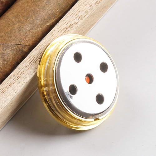 38mm Golden Upgraded Hygrometer Humidity Meter Mini Round Glass Analog Hygrometer Suitable for Humidors Guitar Violin Thermometer for Weather with Probe