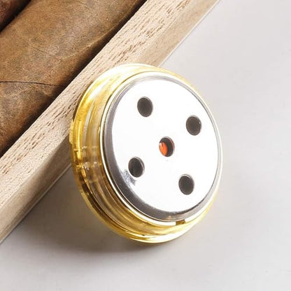 38mm Golden Upgraded Hygrometer Humidity Meter Mini Round Glass Analog Hygrometer Suitable for Humidors Guitar Violin Thermometer for Weather with Probe
