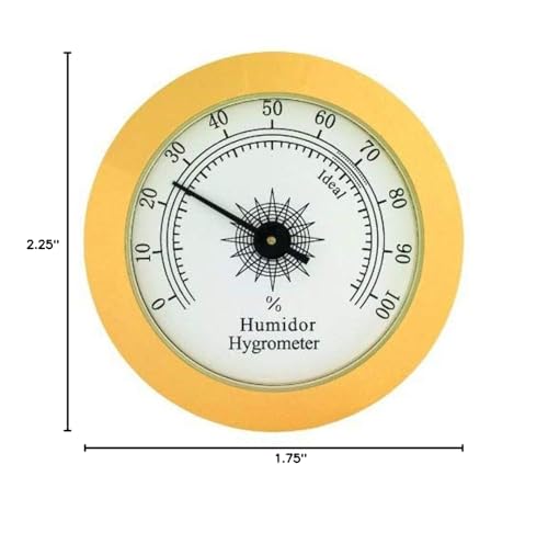 Analog Hygrometer, Round Glass Analog Hygrometer for Cigar Humidors, Accurate, Reliable, and Attractive Look