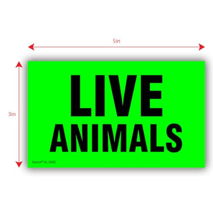 Kenco 3" X 5" Live Animals Fluorescent Shipping Label Stickers for Shipping and Packing - 500 Adhesive Labels Per Roll (5 Pack) - size: 5 PACK