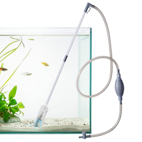 AOZU 3-in-1 Aquarium Vacuum Gravel Cleaner, Adjustable Fish Tank Siphon Cleaner, Aquarium Water Changer and Sand Washer Kit with Hand Siphon Hose & Extension Tube - size: Large