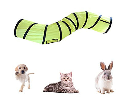 iCAGY Cat Tunnel Toys for Indoor Cats Kittens Rabbits, Pet Toy Play Tunnels | Interactive Crinkle Pop Up Tunnel Toys, Relieve Cat Boredom, Yellow 47" Shape S - color: Yellow