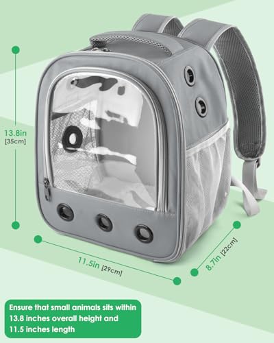 DBNESS Guinea Pig Carrier Backpack, Portable Rabbit Travel Carring Bag for Pet Bunny Chinchilla Bearded Dragon Hamster Parrot Outgoing Pouch Case with Water Bottle Holder & Detachable Pad (Light Gray) - color: Light Gray
