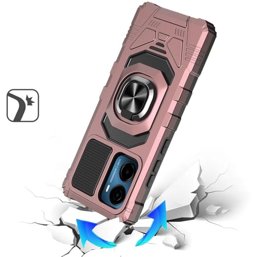for Cricket Magic 2 5G 2024 U655AC Robotic Ring Stand Hybrid Cover Phone Case + Extreme Band (Rose Gold) - color: Rose Gold
