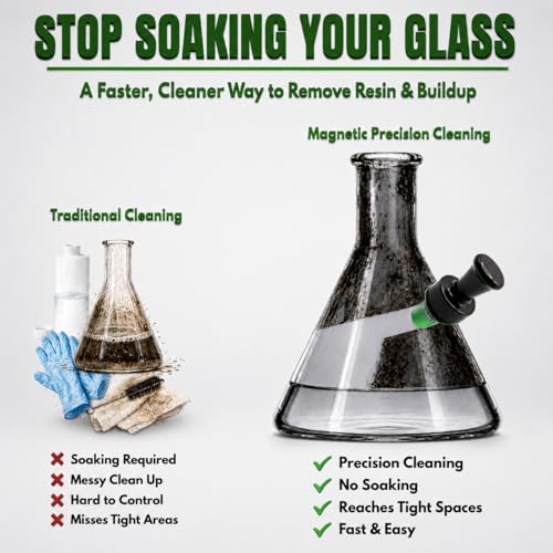 The Magic Cleaner Magnetic Glass Cleaner Kit |Mini, 12mm Size | For Water Pipes, Vases, Windows, Aquariums, Small, & all Shapes & Sizes | Cleans Hard to Reach Stains | Scrub via Magnet Glass Cleaner