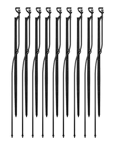 9 Sets 360° Micro Spray Sprinkler Stake Assembly with 1/4" Tubing | Full Circle 360 Degree Watering Nozzles, Emitters with Spike, 1/4 inch Tubing, For Greenhouse Nursery Garden Drip Irrigation - size: 9 Sets 360° Micro Spray Emitters