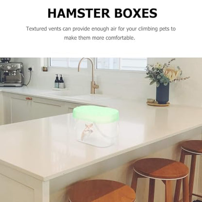 2pcs Medium Green Hamster Cases Plastic Reptile Containers with Handle Outdoor Small Pet Carriers Travel Boxes for Turtles and Small Animals