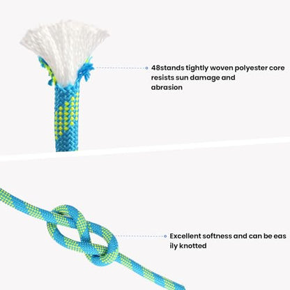 1/2 inch x 200ft Arborist Tree Climbing Rope – 48 Strand Polyester Static Bull Rope, 9000lb Breaking Strength – Heavy Duty Utility Line for Swing Pulling, Outdoor, Marine Use – ASTM F2116 Certified - size: 1/2IN x 200FT, style: Blue