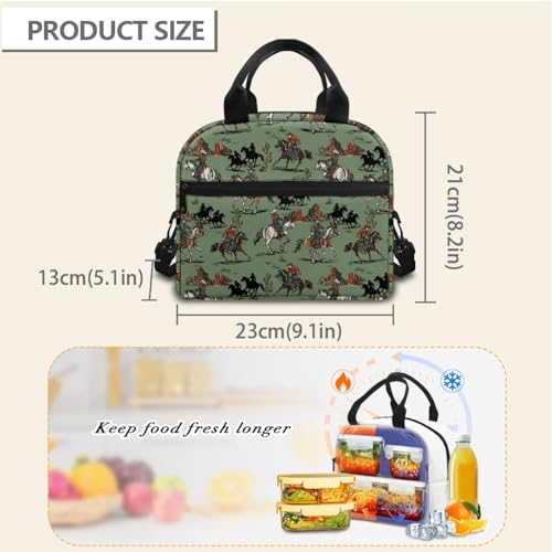 Western Style Kids Lunch Bag :Aztec Western Cowboy Large Capacity Fits Lunch Box -Good for Cowboy Birthday Party, Farm Visit & Camping - color: Aztec Western Cowboy