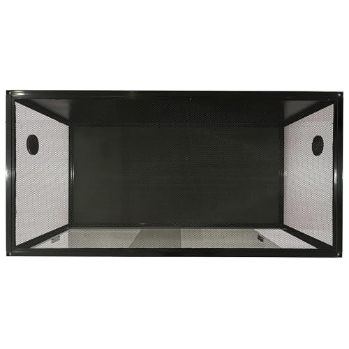 Spacious 120 Gallon Reptile Enclosure - 4x2x2 ft Large Snake & Bearded Dragon Cage with Sliding Glass Doors, Heavy-Duty Ventilated Screen Top, Easy Assembly Terrarium, Black Color