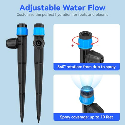 Adjustable 1/4" Drip Irrigation Drippers for Garden Irrigation System,20 PK | 360 Degree Uniform Water Flow,Water-saving Drip Emitters for Garden Plants,Flowerbed,Vegetable Row Irrigation System - size: 20pcs Drip Emitters with Lock Barb