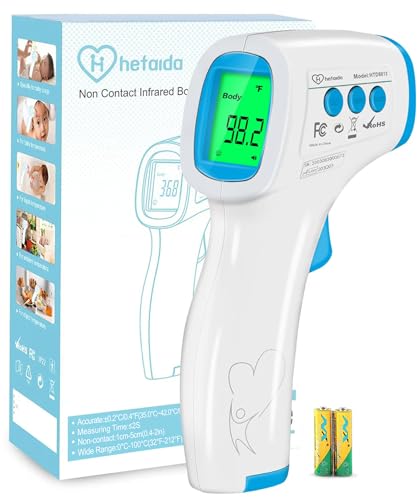Digital Thermometer for Adults and Kids, No Touch Forehead Thermometer for Baby, 2 in 1 Body Surface Mode Infrared Thermometer with Fever Alarm and Instant Accuracy Readings - color: Blue