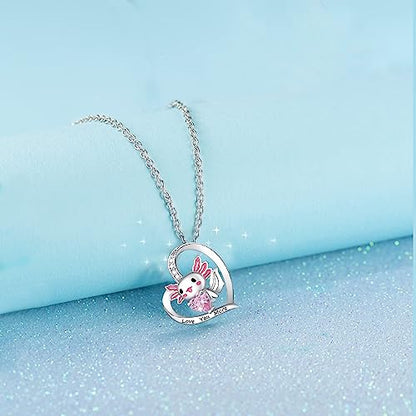 M&Ostyle Cute Axolotl Necklace for Girls Boys Crystal Pendant Necklaces Gifts Jewelry Gifts for Girls Daughter Boys Son Granddaughter Niece Birthday Christmas Graduation Gift