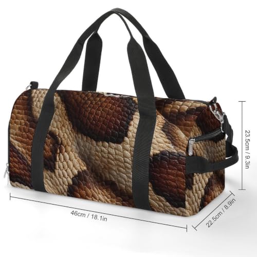 Snake Skin Texture Gym Duffle Overnight Weekends Bag | crossbody,for men women,with shoe wet compartment,for travel sports fitness workout
