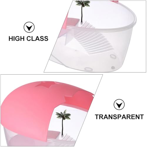 VILLCASE Reptile Pet Habitat Box and Swimming Area Plastic Turtle Terrarium Tank with Basking Platform Featuring Ventilation Holes on Top for Convenient Cleaning and Preventing Pet Escape