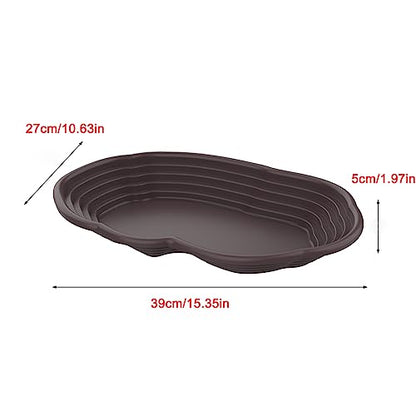 Extra Large Reptile Bathing Pool Reptile Feeding Dish Water Bowl with Ramp Aquarium Ornament for Gecko, Snake, Turtle, Bearded Dragon, Lizard Bath(Black) - color: Black