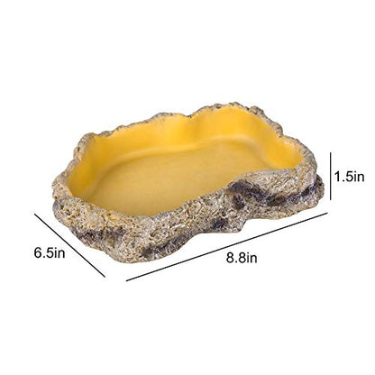 REPTIZOO Reptile Food Dish Terrarium Water Bowl Food Feeding Bowl for Reptile Amphibian Pets Large(8.8" x 6.5" x 1.5")