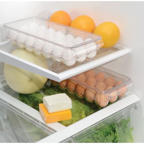 iDesign Clear Plastic Egg Holder for Fridge with Lid, 21 Egg | Storage Container, Organizer Bin - color: Clear, style: Pack of 1