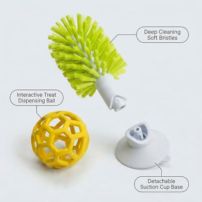 Turtle Cleaning & Feeding Kit: 2 Pcs Shell Scrubber Brush with Suction Cup and Interactive Feeder Ball for Aquatic Turtles and Tortoises