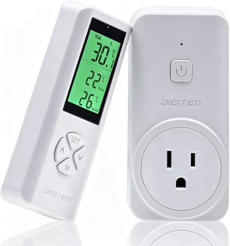 DIGITEN WTC100 Wireless Thermostat Outlet, Programmable Temp Controller with Remote Sensor Built‑in, 1500W Heating & Cooling Plug for AC, Greenhouse, Home Brewing, Reptile Terrarium - color: Wtc 100