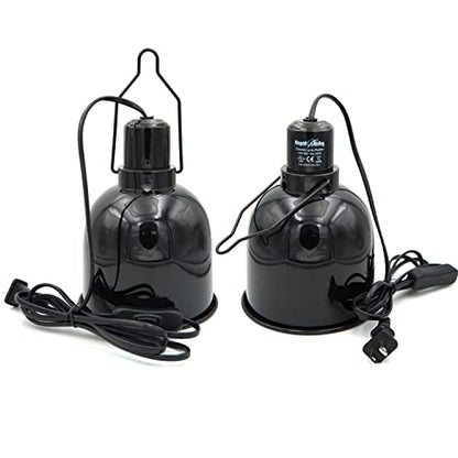 Reptile Light Fixture, 2-Pack 5.5'' Deep Dome for Reptile Light/Heat Lamp/UVB Light, Dual Heat Lamp Holder Fixtures - size: 5.5'' Deep Dome