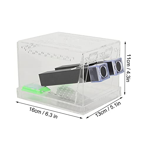 SUNGOOYUE Cricket Keeper Box, Acrylic Feeding Box with Water Food Tub, Clear Ventilated Lid and Waste Tray, 15x10x10cm for Reptile Terrarium Breeding Home Office (Large Size) - size: Large Size