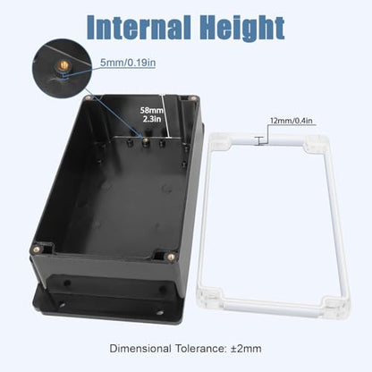 Junction Box with Clear Cover IP65 Waterproof ABS Plastic Universal Project Box with Fixed Ear, Black 7.8"x 4.7"x 2.9"(200x120x75mm)(Pack of 2) - color: 2 packs, size: 7.8"x 4.7"x 2.9"