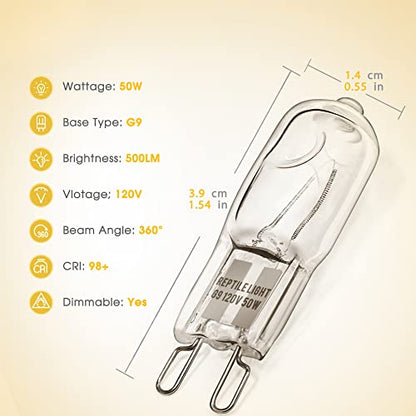 G9 Heat Lamp Bulbs for Reptile Mini Reptile Light Warm 50W 2 Pack | Dimmable G9 Mini Heat Bulb Warm White 50W, 2 Pin Base UVA Reptile Heat Lamp, Bearded Dragon Gecko Turtle Lizard, 2 Pack - color: Cream, size: G9 Heat Bulb