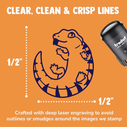 Fat Cute Blue Tongued Skink Lizard Reptile Self-Inking Rubber Stamp Ink Stamper for Stamping Crafting Planners - 1/2 Inch Mini - Yellow Ink - color: Yellow, size: 1/2 Inch Mini