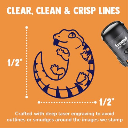 Fat Cute Blue Tongued Skink Lizard Reptile Self-Inking Rubber Stamp Ink Stamper for Stamping Crafting Planners - 1/2 Inch Mini - Black Ink - color: Black, size: 1/2 Inch Mini