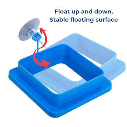 Aquatic Turtle Tank Accessories Feeding Ring and Nitrifying Balls, Turtle Feeding Ring with Suction Cup, Fish Food Holder and Aquatic Toys for Turtles Tortoise Goldfish Guppy Koi Puffer (Blue, Square) - size: Square