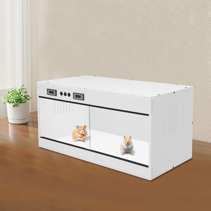 Reptile Enclosure with Intelligent Thermostat 31.5x15.75x15.75in (White) | Reptile Pet Breeding Box, Dual Temperature Control Reptile Terrarium, LCD Display For Leopard Gecko, Hexagonal Lizard, Snake - color: White